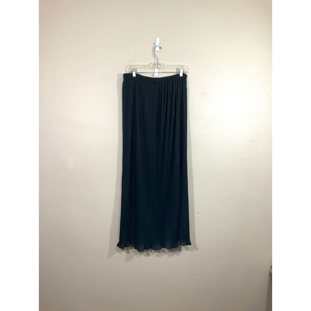 VTG Hal Ferman Womens Semi Sheer Pleated Maxi Skirt M Black Balletcore 70s Goth